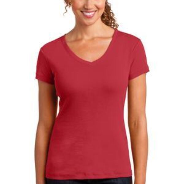 Ladies Mini Rib V Neck Tee Thumbnail