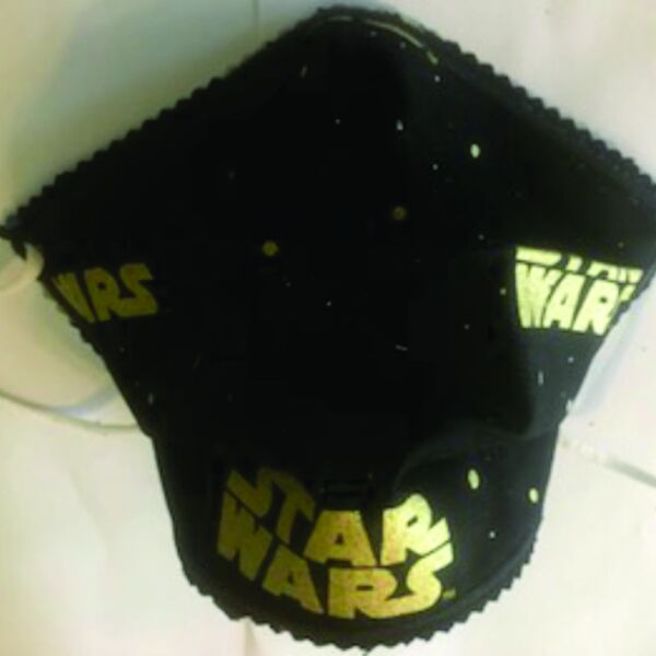 FACEMASK - NON-MEDICAL HOMEMADE MASK -2-PLY CLOTH - WASHABLE- STAR WARS GOLD LETTERS Thumbnail