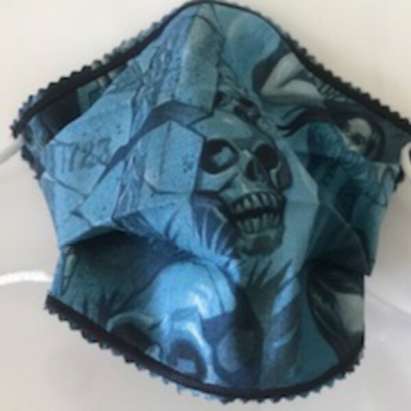 FACEMASK - NON-MEDICAL HOMEMADE MASK -2-PLY CLOTH - WASHABLE- skulls Thumbnail